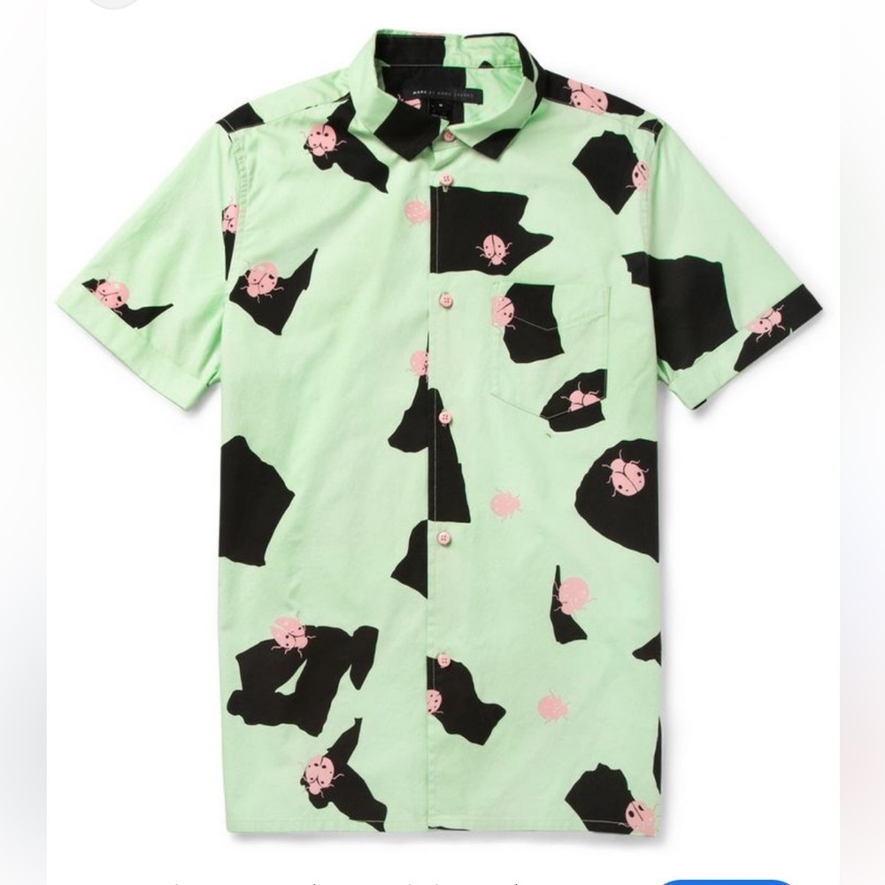 Marc by Marc Jacobs men’s green ladybug short sleeve button down top S